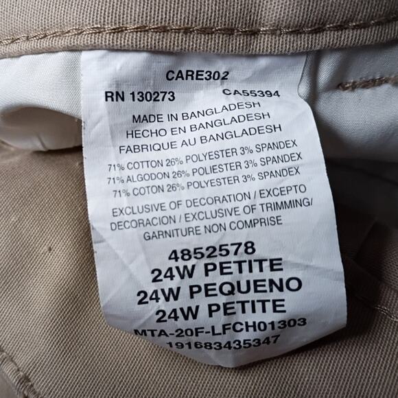 Lee Relaxed Straight Leg 24W Petite Wrinkle Free Mid Rise Khaki Workwear Career - Picture 7 of 10